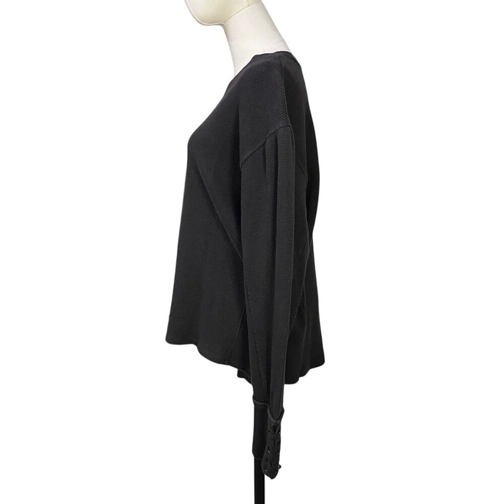 We The Free Lapis Lace Cuff Cotton Thermal Top Black Large Oversized NWT - Picture 5 of 11